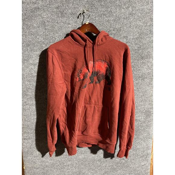 The North Face Hoodie Sweatshirt Mens Medium Red Bear Graphic Pullover Fleece - Picture 1 of 10